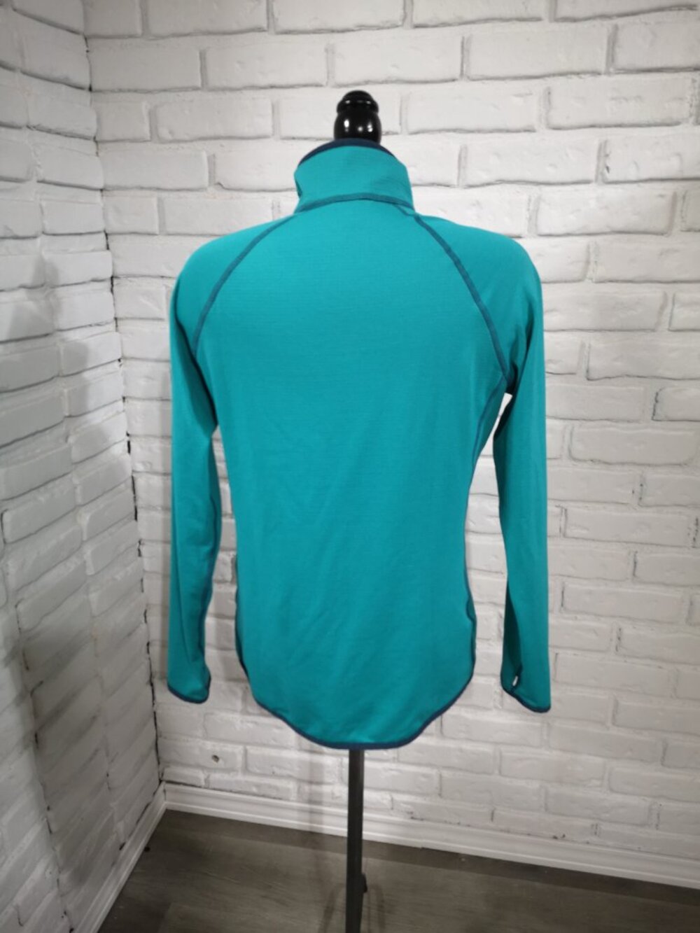 Eddie Bauer Assent Ladies Size Large Teal w/ Navy Fleece Lined Free Heat Polo - Picture 2 of 15